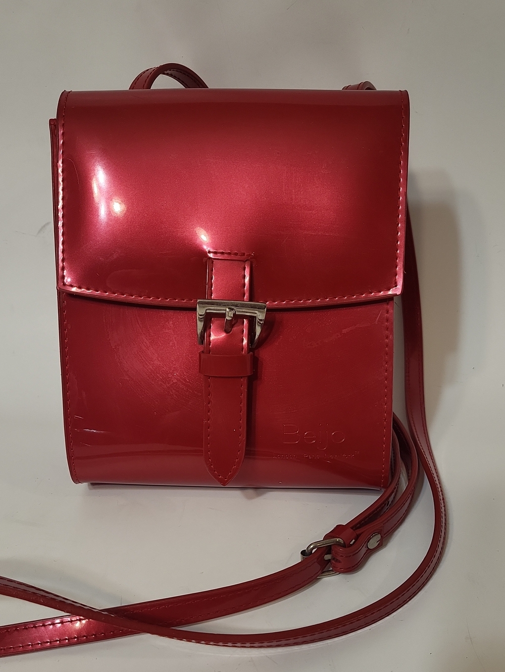 Beijo Red Patent Leather Crossbody Bag Small Shoulder Satchel Buckle Purse